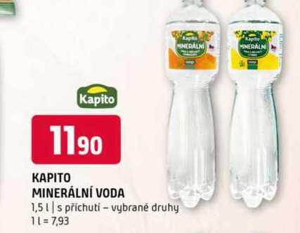 KAPITO MINERÁLNÍ VODA 1,5l s příchuti vybrané druhy 