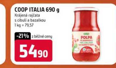 COOP ITALIA 690 g Krájená rajčata s cibuli a bazalkou 