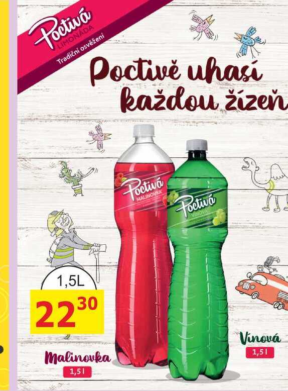 Poděbradka Poctivá Malinovka 1,5l