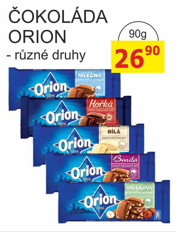 Orion čokoláda 90g, vybrané druhy