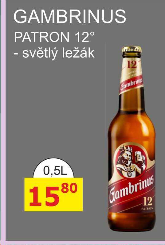 GAMBRINUS PATRON 12° - světlý ležák 0,5l