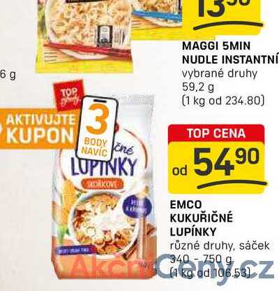 EMCO KUKUŘIČNÉ LUPÍNKY různé druhy, sáček 340-750 g 
