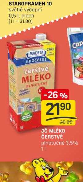 JČ MLÉKO ČERSTVÉ plnotučné 3,5% 1l