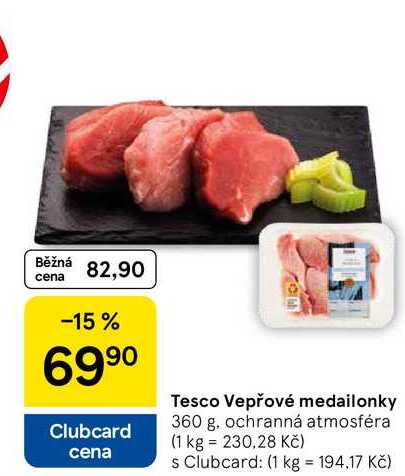 Tesco Vepřové medailonky, 360 g 