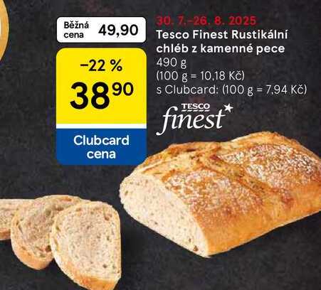 Tesco Finest Rustikální chléb z kamenné pece, 490 g 
