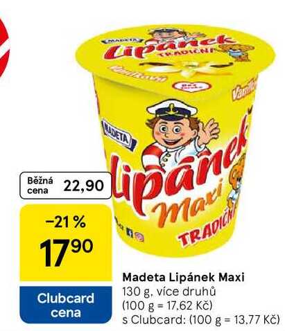 Madeta Lipánek Maxi, 130 g, více druhů  