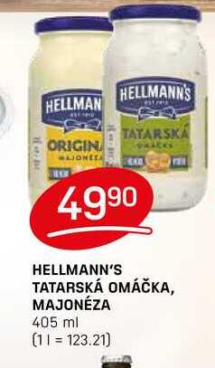 HELLMANN'S TATARSKÁ OMÁČKA, MAJONÉZA 405 ml 