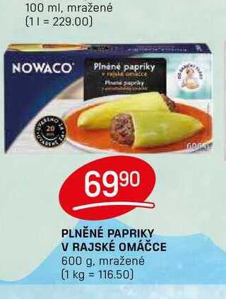PLNĚNÉ PAPRIKY V RAJSKÉ OMÁČCE 600 g, mražené 