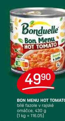BON MENU HOT TOMATO bílé fazole v rajské omáčce, 430 g 