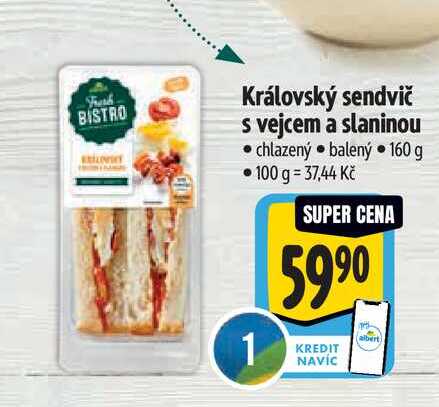   Královský sendvič s vejcem a slaninou 160 g