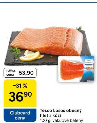 Tesco Losos obecný filet s kůží, 100 g 