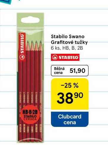 Stabilo Swano Grafitové tužky, 6 ks, HB. B. 2B  