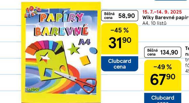 Wiky Barevné papír, A4, 10 listů 