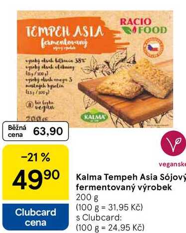 Kalma Tempeh Asia Sójový fermentovaný výrobek, 200 g 