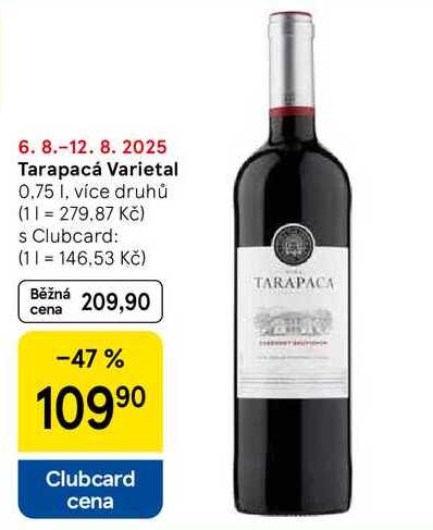 Tarapacá Varietal, 0.75 l, více druhů