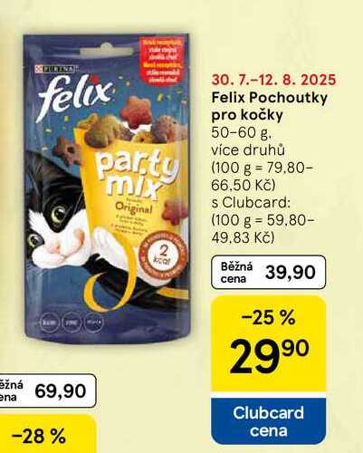 Felix Pochoutky pro kočky, 50-60 g 