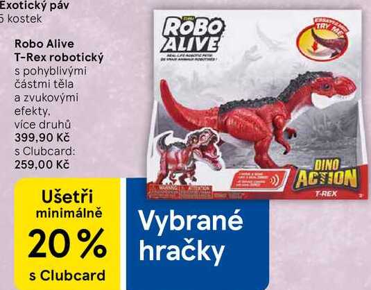 Robo Alive T-Rex robotický, s pohyblivými částmi těla a zvukovými efekty 