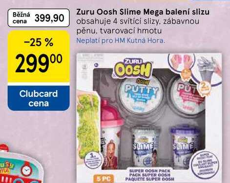 Zuru Oosh Slime Mega balení slizu, obsahuje 4 svítící slizy, zábavnou pěnu, tvarovací hmotu 