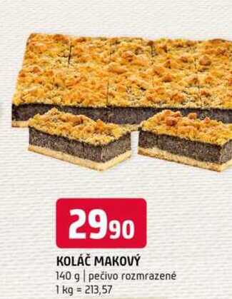 KOLÁČ MAKOVÝ 140 g pečivo rozmrazené 