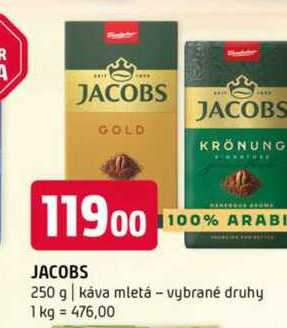 JACOBS 100% ARABI 250 g káva mletá vybrané druhy