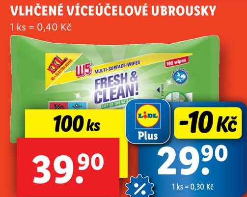 VLHČENÉ VÍCEÚČELOVÉ UBROUSKY, 100 ks