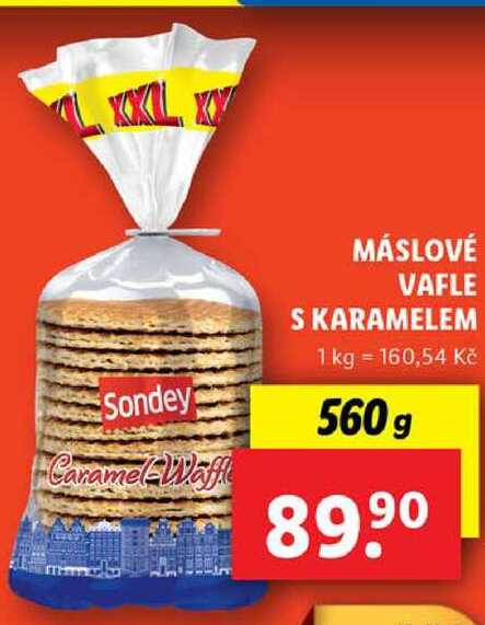 MÁSLOVÉ VAFLE S KARAMELEM, 560 g