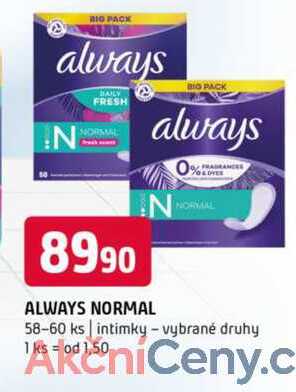 ALWAYS NORMAL 58-60 ks intimky vybrané druhy