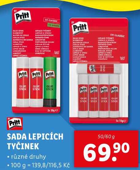 SADA LEPICÍCH TYČINEK, 50/60 g