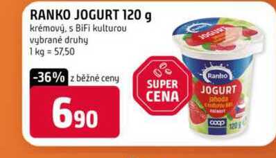 RANKO JOGURT 120 g krémový, s BiFi kulturou vybrané druhy 