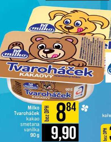 Milko Tvaroháček kakao smetana vanilka 90 g