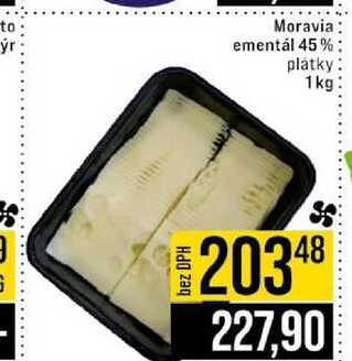 Moravia ementál 45% plátky 1 kg