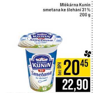Mlékárna Kunín smetana ke šlehání 31% 200 g