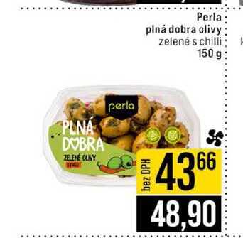 Perla plná dobra olivy zelené s chilli 150 g