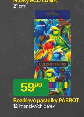 Bezdřevé pastelky PARROT 12 intenzivních barev 