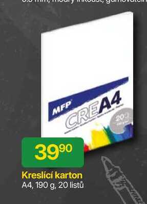Kreslící karton A4, 190 g, 20 listů 