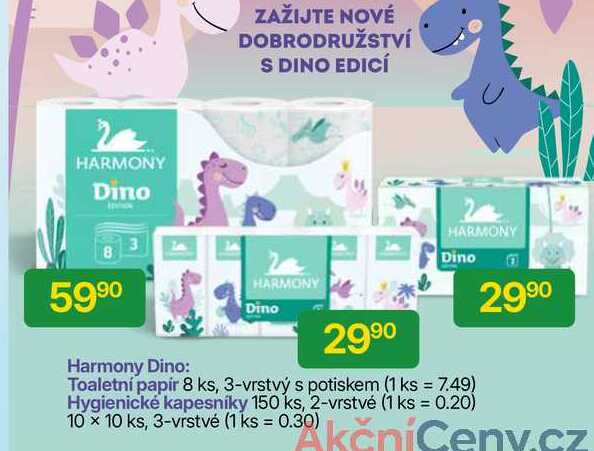 HARMONY Dino Hygienické kapesníky 150 ks, 2-vrstvé 