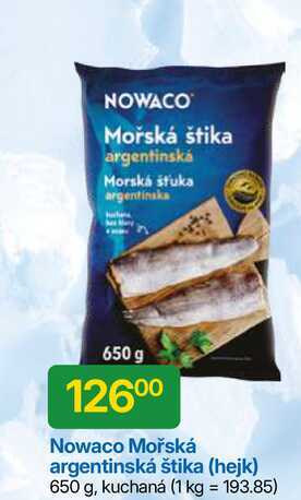 NOWACO Mořská argentinská štika (hejk) 650 g, kuchaná 