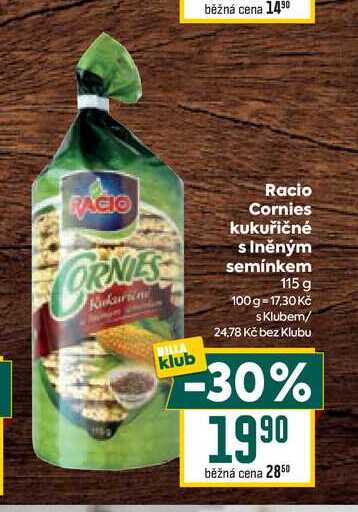 Racio Cornies kukuřičné s Iněným semínkem 115 g 