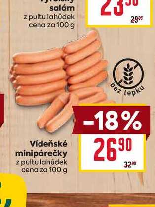 Vídeňské minipárečky z pultu lahůdek cena za 100g