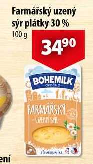 Farmářský uzený sýr plátky 30%, 100 g