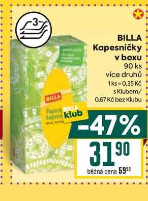 BILLA Kapesníčky v boxu 90 ks 