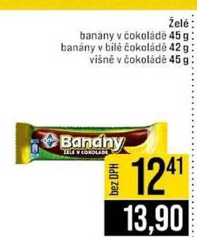 Želé banany v čokoládě 45 g banány v bílé čokoládě 42 g višně v čokoládě 45 g