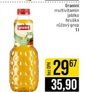 Granini multivitamin jablko hruška růžový grep 1l