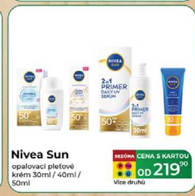 Nivea Sun opalovací pleťové krém 30ml/40ml/ 50ml  