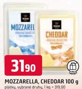 MOZZARELLA, CHEDDAR 100 g plátky, vybrané druhy