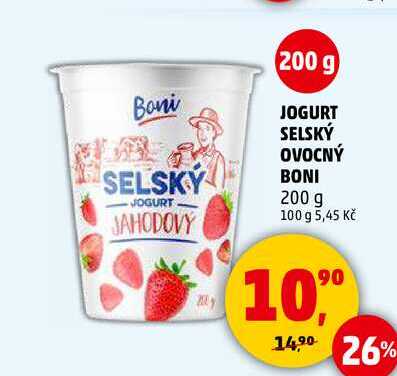 JOGURT SELSKÝ OVOCNÝ BONI, 200 g 