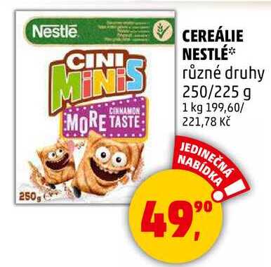 CEREÁLIE NESTLÉ různé druhy, 250/225 g 