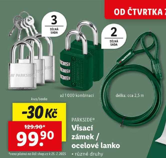 Visací zámek/ocelové lanko