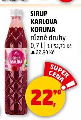 SIRUP KARLOVA KORUNA různé druhy, 0,7 l