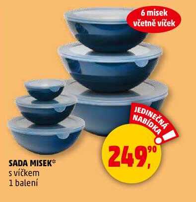 SADA MISEK s víčkem, 1 balení  